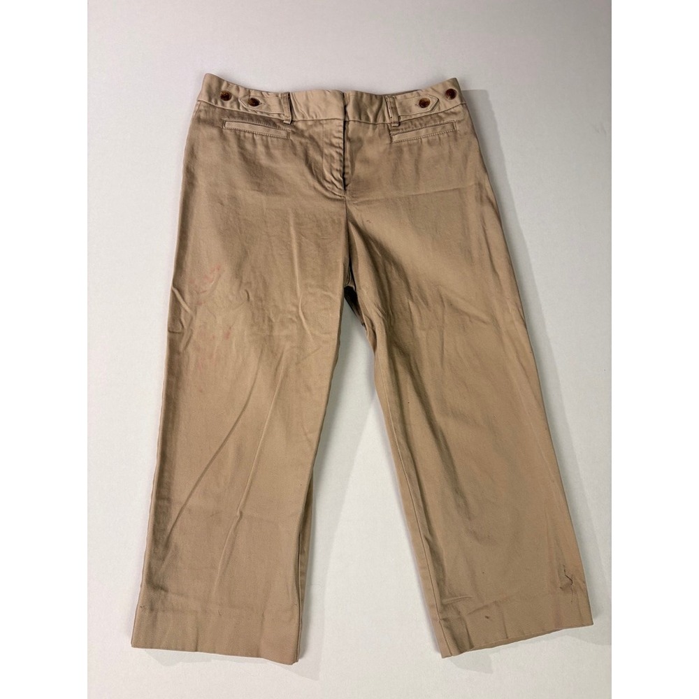 George ME Mark Eisen Womens‎ Khaki Cropped Wide Leg Pants Camel Suede GME27143